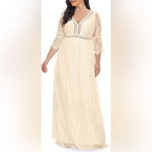 Chic Cream Lace Maxi Dress
